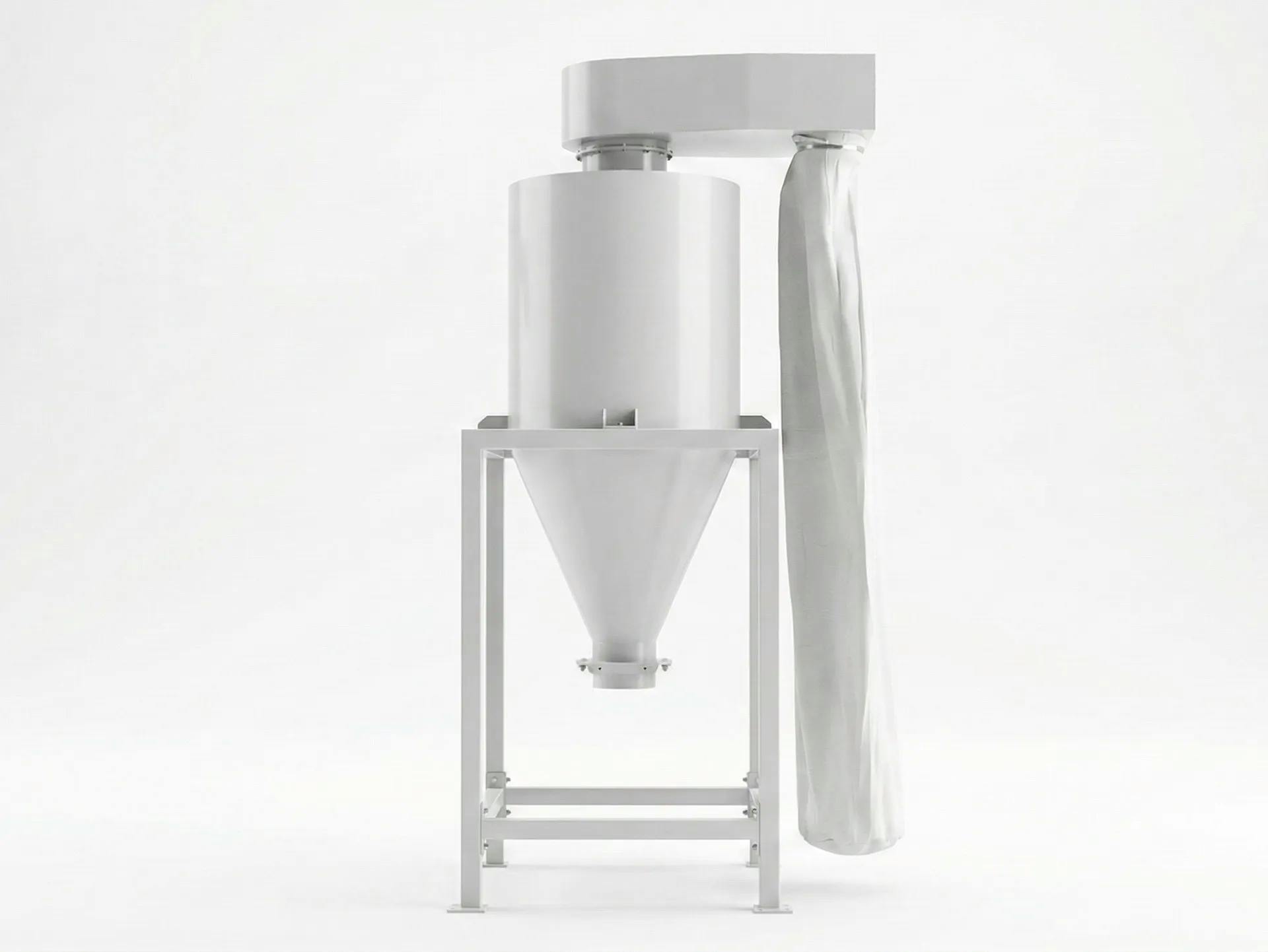 Dust collection hopper connected to the PVC horizontal crusher